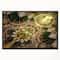 Designart - Dark Green and Gold Fractal Flower - Floral Canvas Art Print in Black Frame
